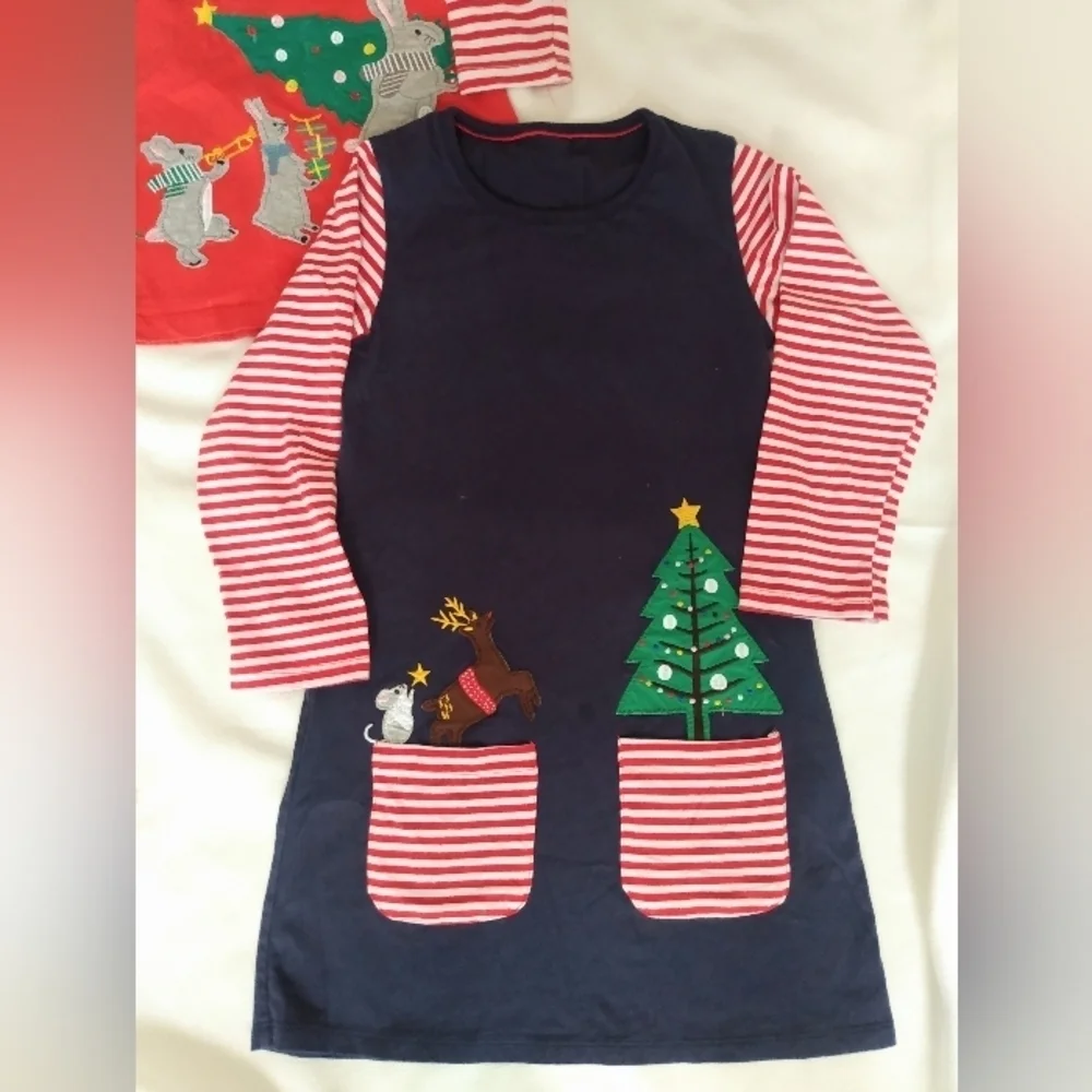 Bundle two Kids Christmas holiday dress long sleeve